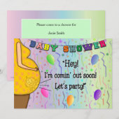 Grappige Baby Ik kom uit Party Cartoon Nodig Kaart (Voorkant / Achterkant)