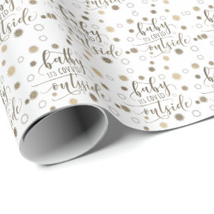 Grappige BABY ITS COVID BUITEN Typografie Goud Cadeaupapier