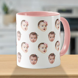 Grappige baby kinder familie gezicht 2 foto's mok