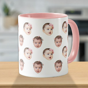 Grappige baby kinder familie gezicht 2 foto's mok