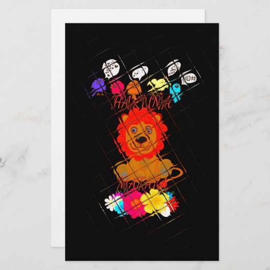 Grappige Baby Lion King: Hakuna Matata Art Design Briefpapier (Voorkant / Achterkant)