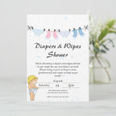 Grappige Baby Luier en Wipes Douche Uitnodiging (Staand voorkant)