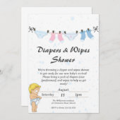 Grappige Baby Luier en Wipes Douche Uitnodiging (Voorkant / Achterkant)