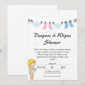 Grappige baby luiers en wisser shower uitnodiging (Voorkant / Achterkant)