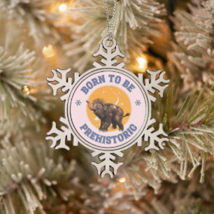 Grappige Baby Mammoet Prehistorische Verjaardag Tin Sneeuwvlok Ornament