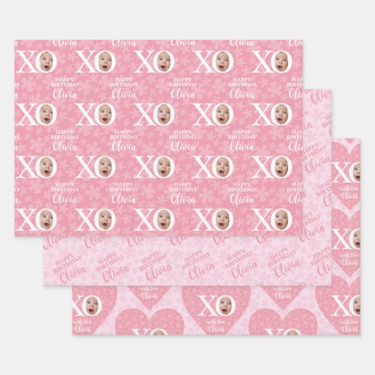 Grappige Baby Meisje Foto Collage Personaliz Inpakpapier Vel (Set)