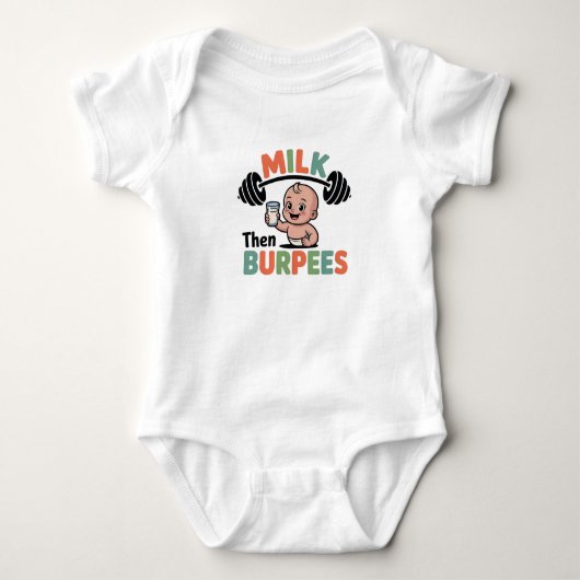 Grappige Baby, melk dan burpees, Gym Workout Bodys Romper (Voorkant)