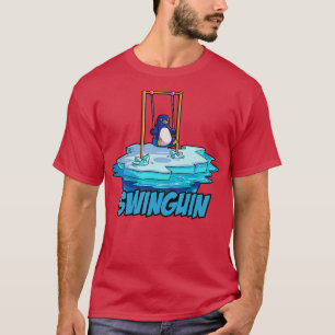 Grappige Baby Pinguin Swings Eerste Dag van School T-shirt