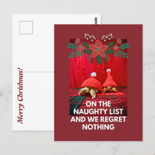 Grappige Baby Turtles Beste Vrienden Naughty List Briefkaart
