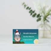 Grappige Baby uil met Schattigee kerstmuts Visitekaartje (Staand voorkant)