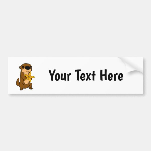 Grappige baby zeeotter met zeester bumpersticker (Voorkant)
