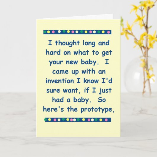 Grappige babykaart kaart (Gele Bloem)