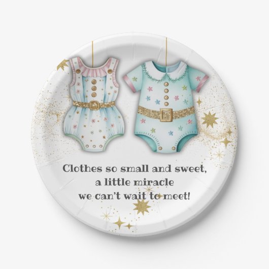 Grappige babykleding genderneutraal Baby shower Papieren Bordje (Voorkant)