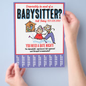 Grappige babysitten kinderopvang scheurblad promo flyer (Hand)