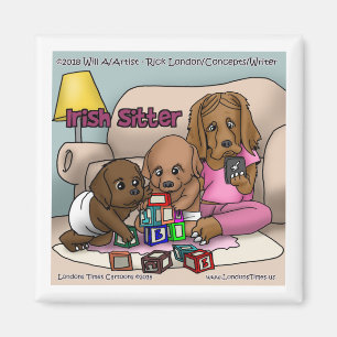 Grappige babysitter-magneet met Ierse Setter Magneet