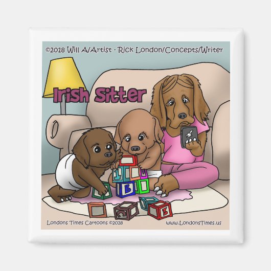 Grappige babysitter-magneet met Ierse Setter Magneet (Voorkant)