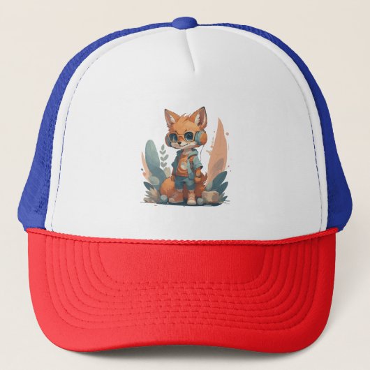 Grappige babyvos-hoofdtelefoon trucker pet (Voorkant)