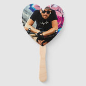 Grappige Bachelorette Grooms Gezicht Uitgesneden H Handwaaier (Achterkant)