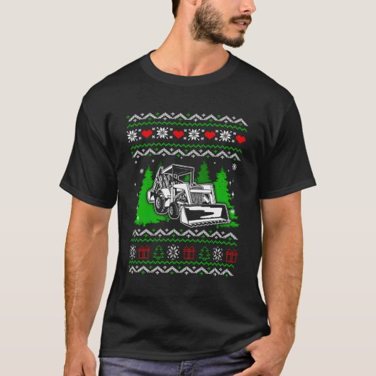 Grappige Backhoe Xmas Unly Kerstmis T-shirt (Voorkant)