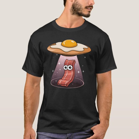 Grappige Bacon Ontvoering door Egg UFO Schattige O T-shirt (Voorkant)