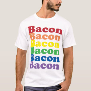 grappige bacon regenboog kleuren tekst t-shirt