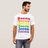 grappige bacon regenboog kleuren tekst t-shirt (Voorkant volledig)