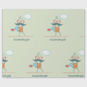 Grappige bacterioloog wetenschapper met grote snor cadeaupapier (Vlak)