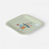 Grappige bacterioloog wetenschapper met grote snor papieren bordje (Gebogen)