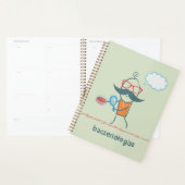 Grappige bacterioloog wetenschapper met grote snor planner (Display)