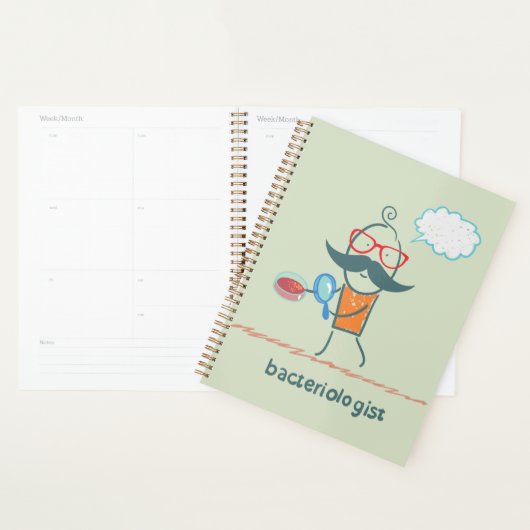 Grappige bacterioloog wetenschapper met grote snor planner (Display)