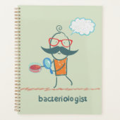 Grappige bacterioloog wetenschapper met grote snor planner (Voorkant)