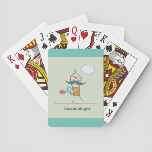 Grappige bacterioloog wetenschapper met grote snor pokerkaarten (Achterkant)