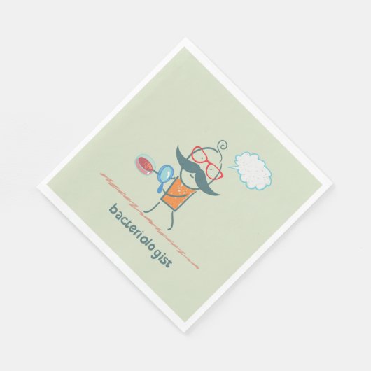 Grappige bacterioloog wetenschapper met grote snor servet (Hoek)