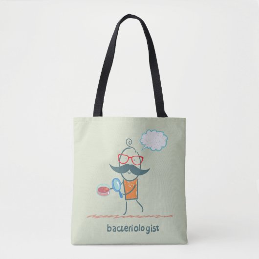 Grappige bacterioloog wetenschapper met grote snor tote bag (Voorkant)