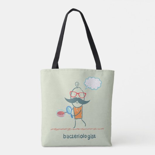 Grappige bacterioloog wetenschapper met grote snor tote bag (Achterkant)