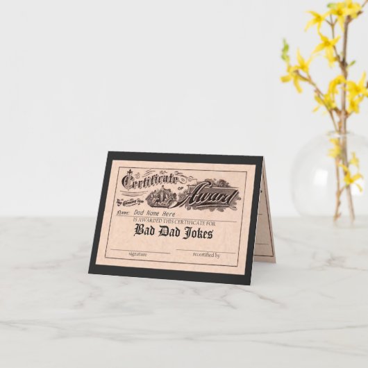 Grappige Bad Dad Jokes Award Kaart (Gele Bloem)