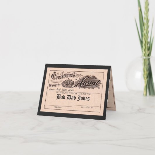 Grappige Bad Dad Jokes Award Kaart (Voorkant)