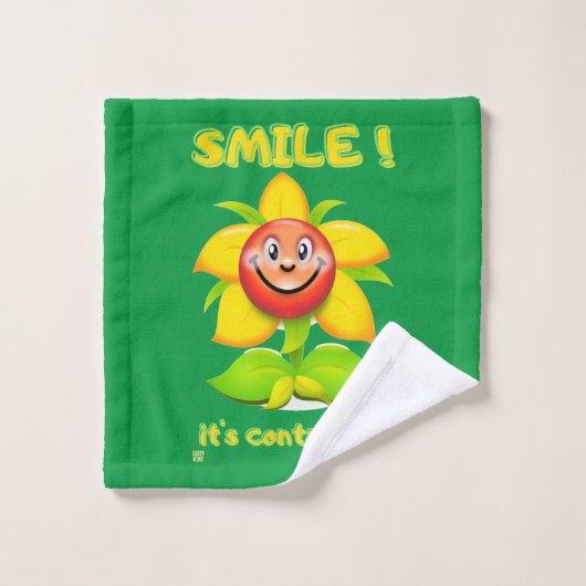 grappige badhanddoek set "SMILE" Bad Handdoek (Wasdoekje)