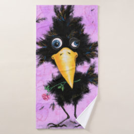 Grappige badhanddoeken met In Love Crow Bad Handdoek