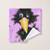 Grappige badhanddoeken met In Love Crow Bad Handdoek (Wasdoekje)