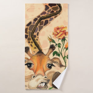 Grappige badhanddoeken met romantische giraffe met bad handdoek