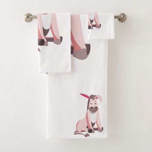 Grappige badhanddoeken met roze ezel - bad handdoek (Insitu)