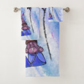 Grappige badhanddoeken met roze flamingo skiër bad handdoek (Insitu)