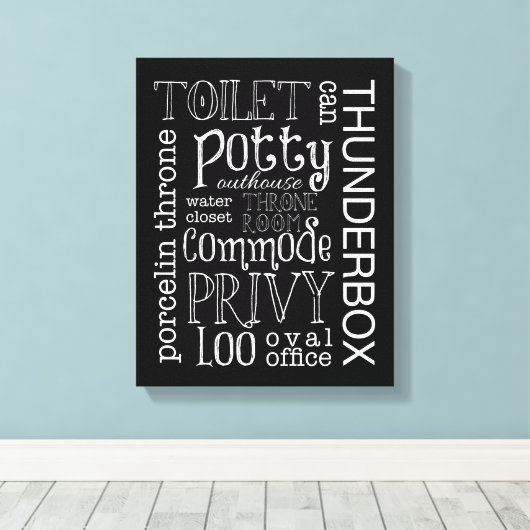 Grappige Badkamer Canvas Art Print (Insitu (Houten vloer))