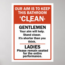 Grappige badkamer etiquette poster