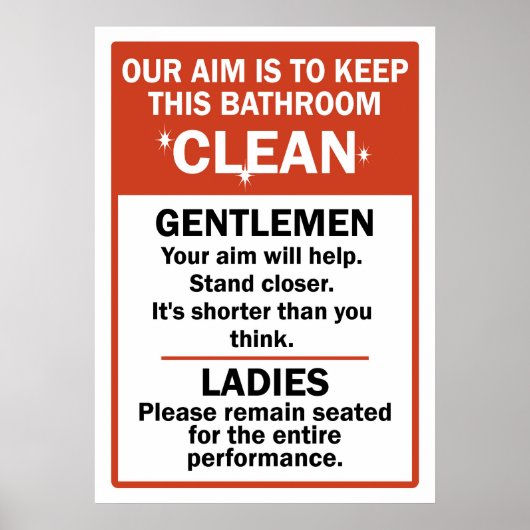 Grappige badkamer etiquette poster (Voorkant)