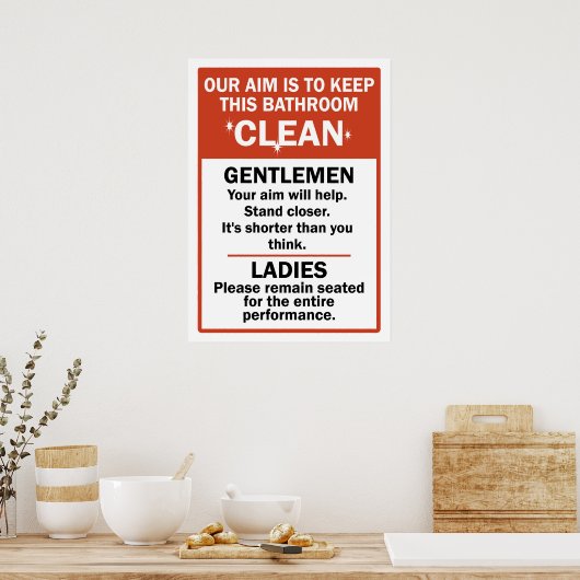 Grappige badkamer etiquette poster (Keuken)