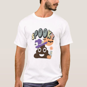 Grappige badkamer humor cute retro Halloween spook T-shirt