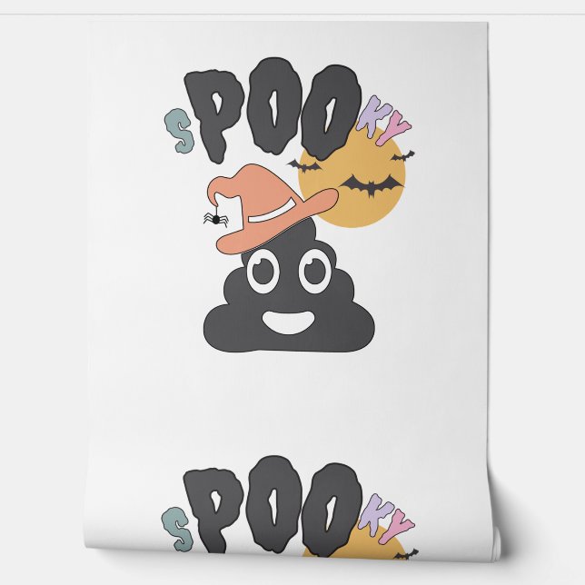 Grappige badkamer Humor Halloween Spooky Poo Desig Behang (Afrollen)