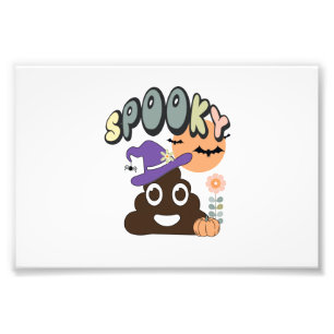 Grappige badkamer humor leuke retro Halloween grie Foto Afdruk